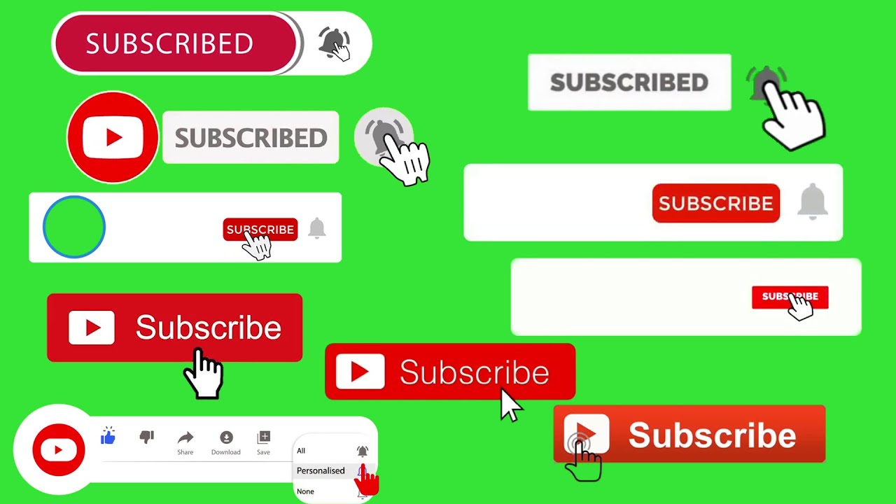 YouTube Animated Green screen Subscribe button with bell icon🔔 HD|No copyright