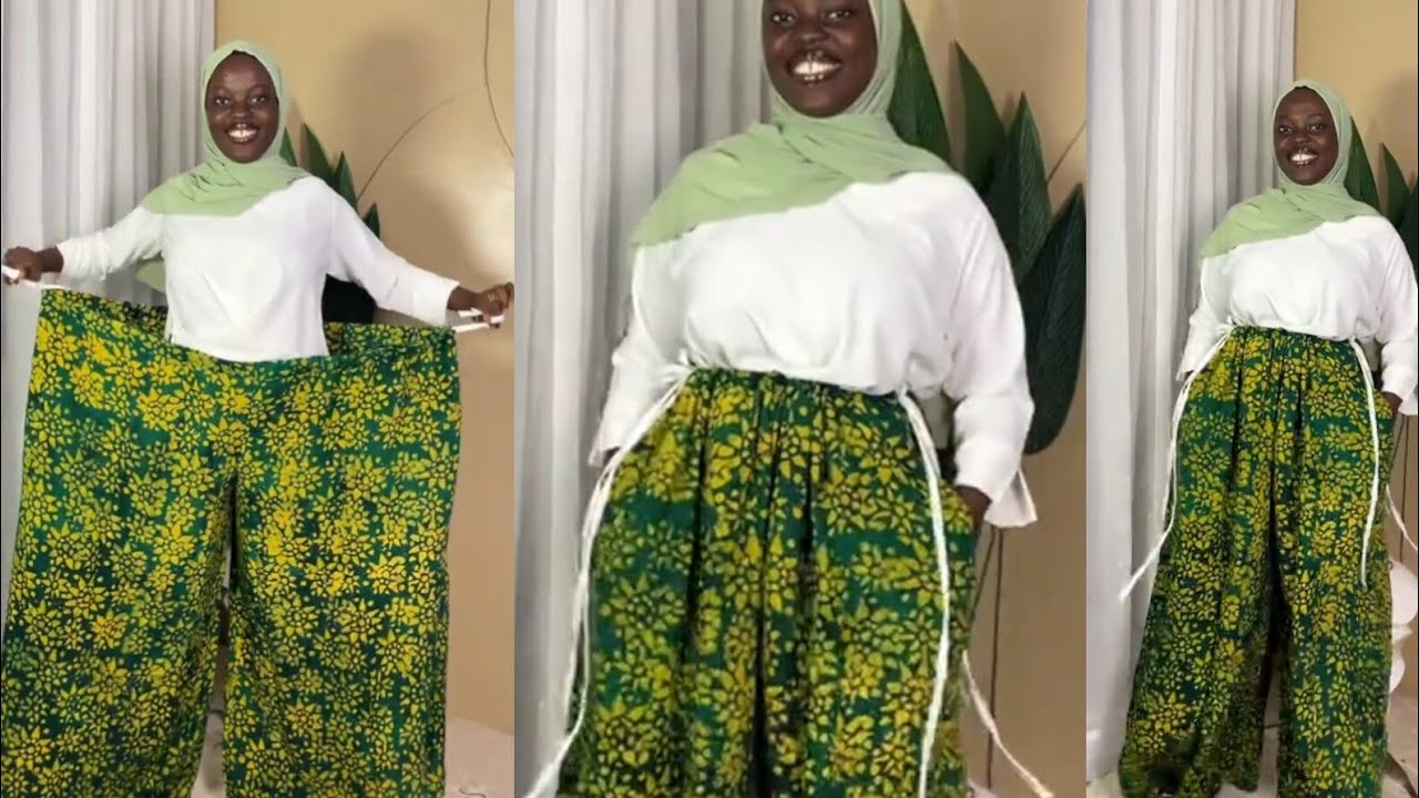 How to Sew Gathered Wide Leg Palazzo Trouser with Rope Casing and Side Pockets 