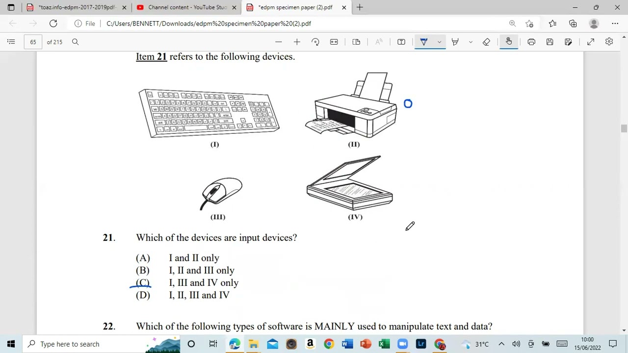 EDPM Specimen 2022 Exam