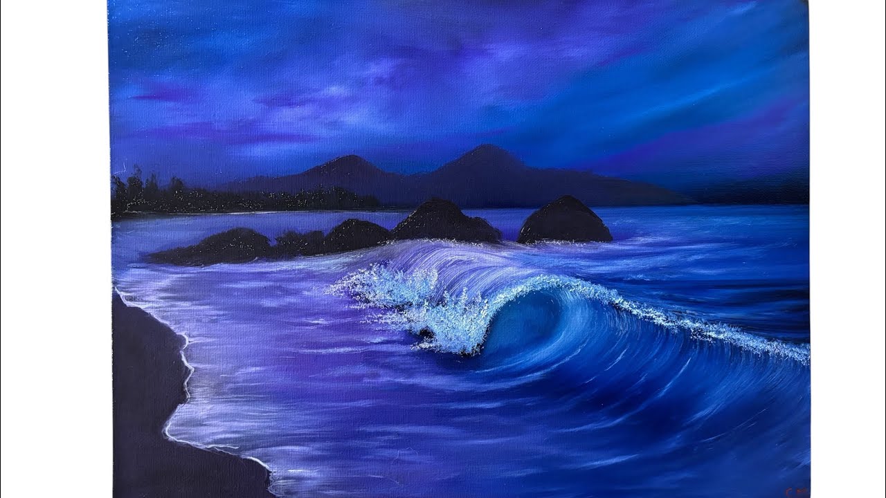 How to paint a Seascape Oil Painting 640 Bob Ross Style ASMR sounds