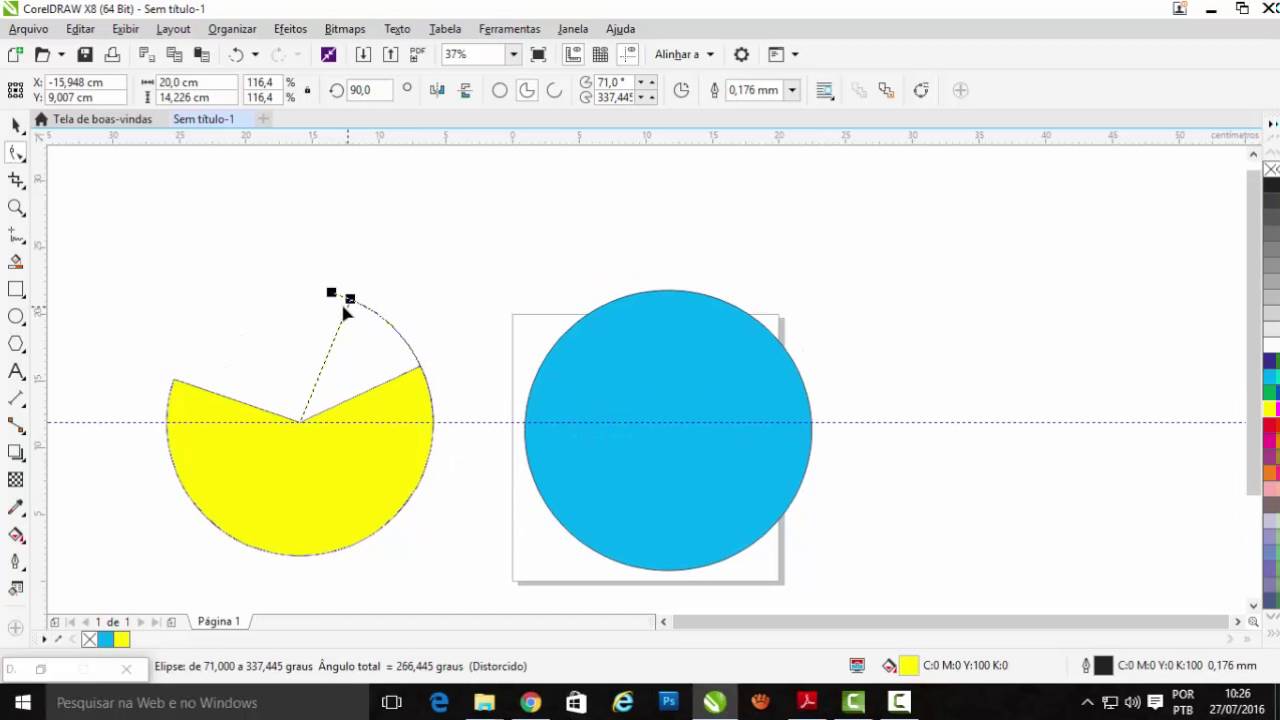 Curso de CorelDraw X8-ferramenta Elipse-aula 61