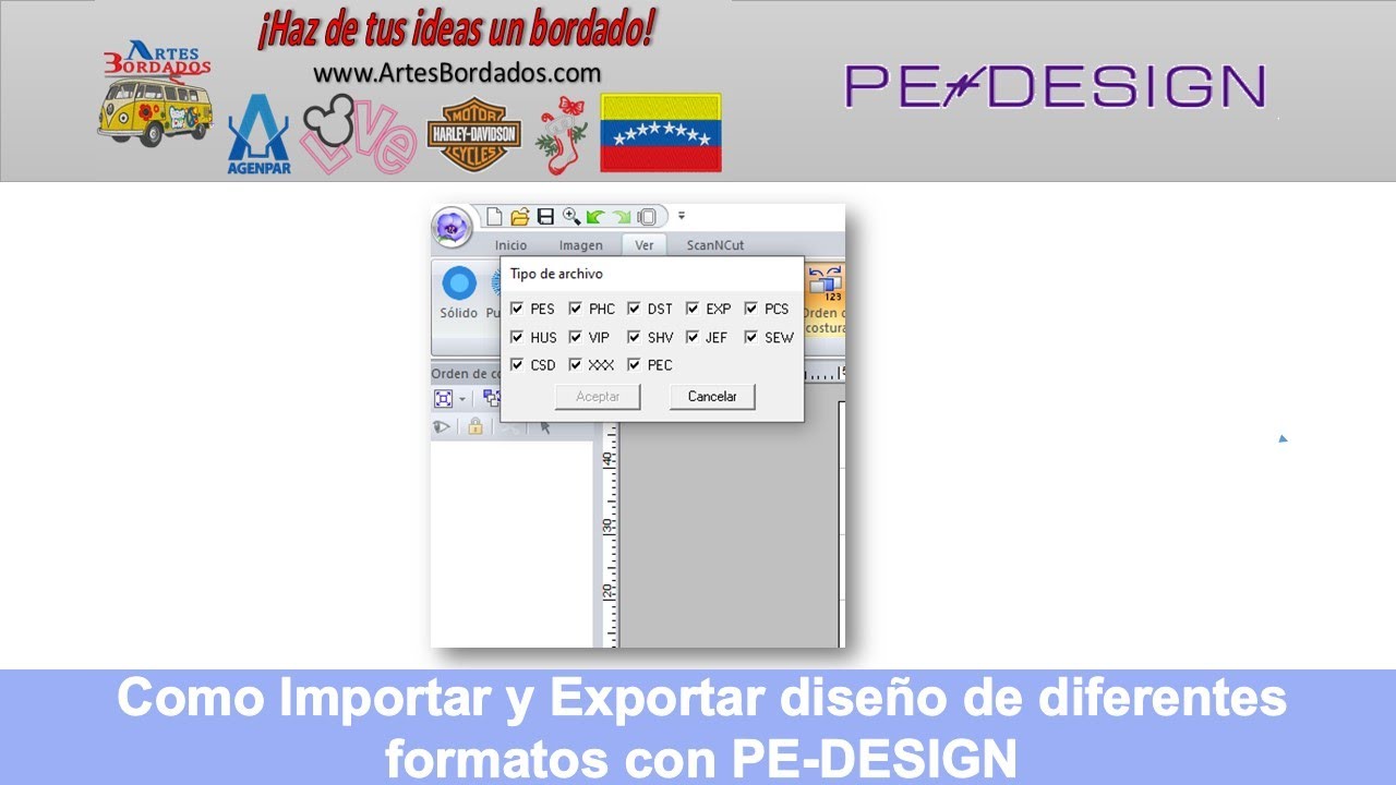 Como Importar y Exportar diseños de diferente formatos con PE DESIGN…