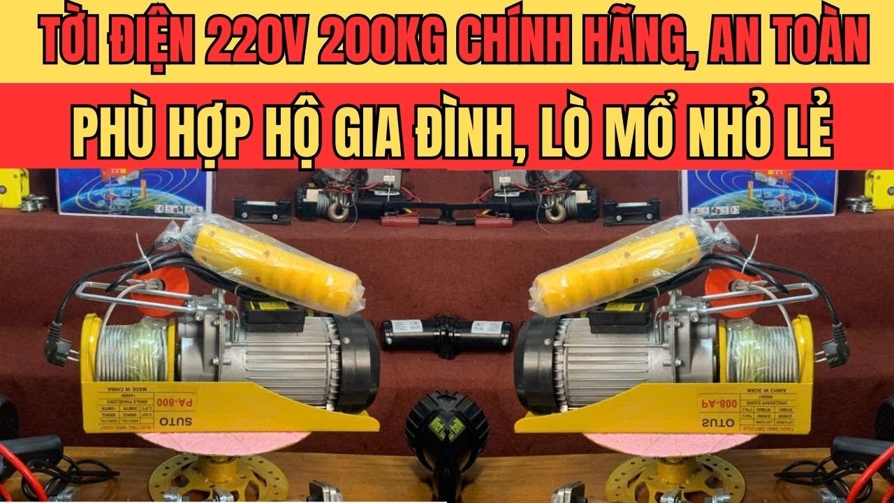 Tời Điện 220V Nâng Hạ 200kg Cho Nhà Dân, Lò Mổ Nhỏ