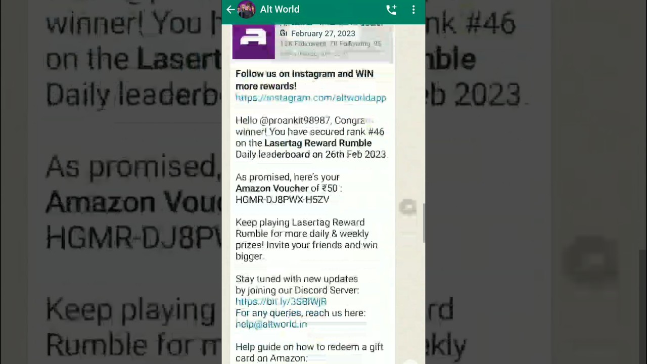 I Earn 170 Amazon Gift Card In Altworld || Alt World Is Genuine App #altworld #reddemcode #freecode