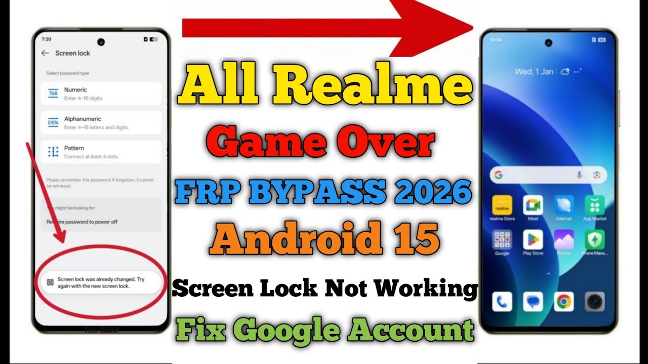 Screen Lock Not Working || All Realme Android 15 Frp Bypass 2026/Fix Google Account/Reset Frp Lock