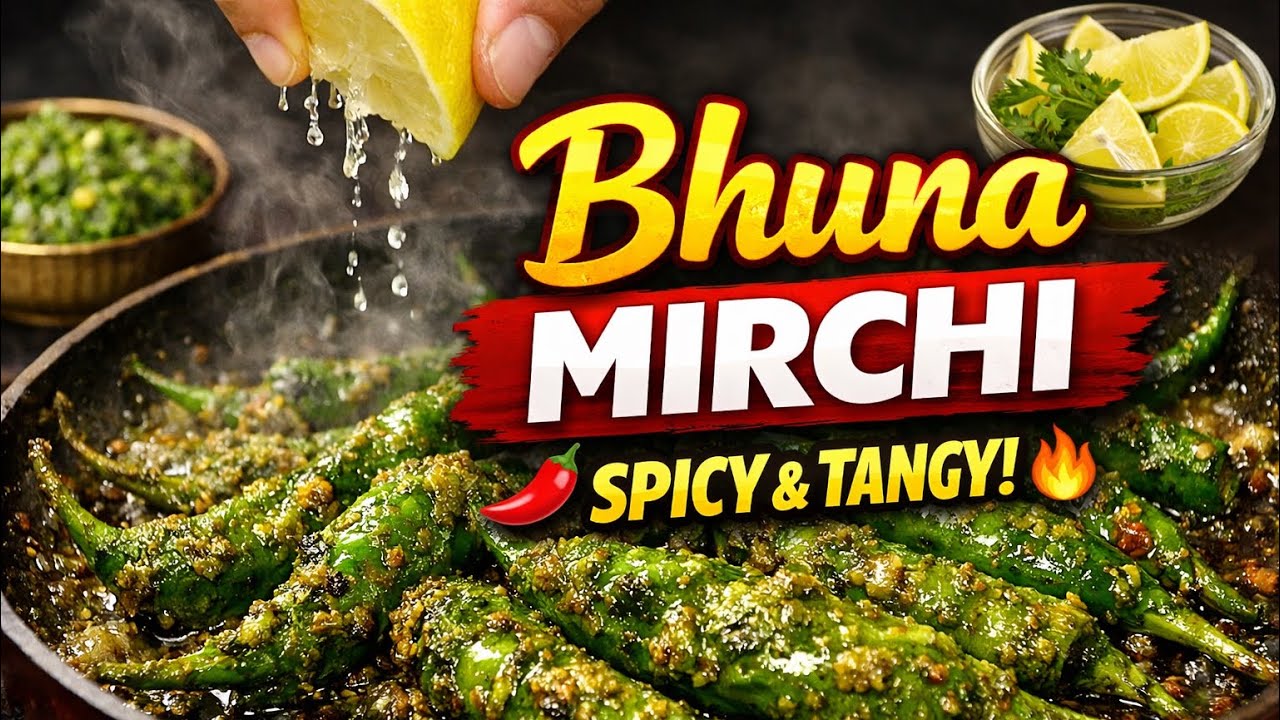 Bhuna Hua Mirchi 🌶️🔥 | Fried Green Chilli with Coriander & Lemon | Desi Recipe