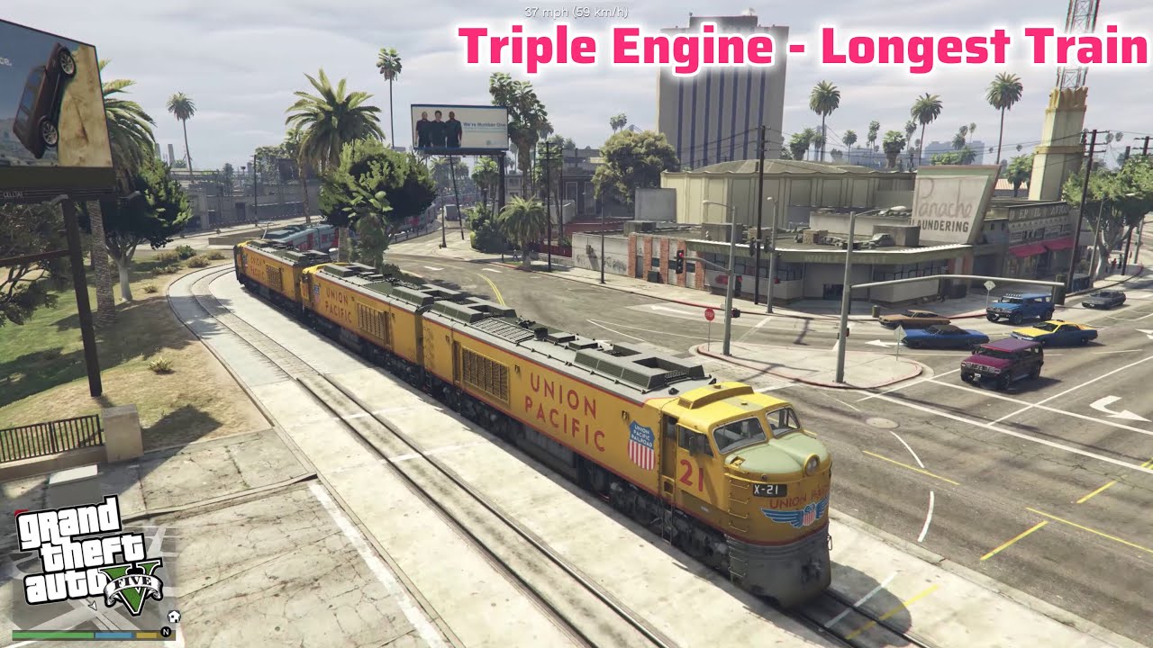 Triple Engine 8500 HP Union Pacific to pull Longest Train - Grand Theft Auto V