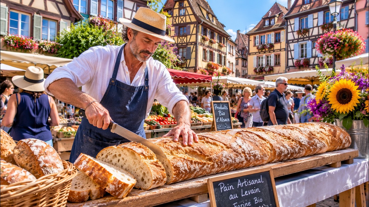 TRADITIONAL FRENCH BIO MARKET 🇫🇷 The Most Beautiful Village in France | Walking Tour 4K in Colmar