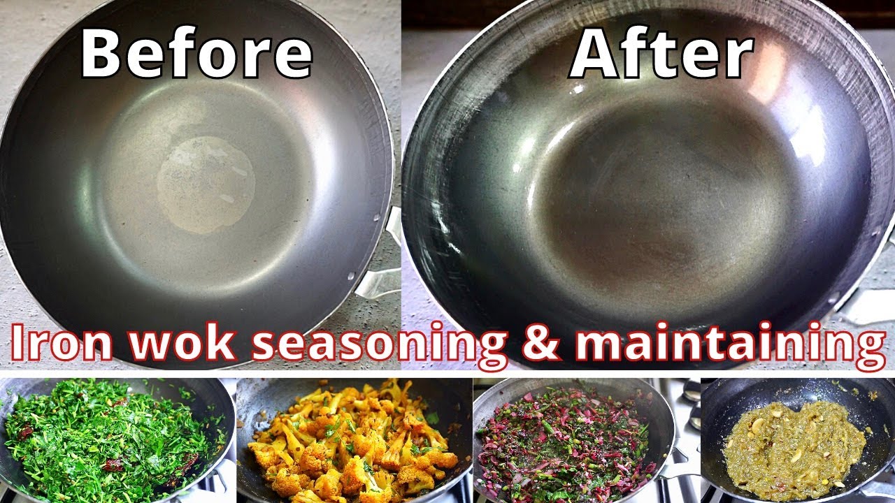 Iron kadai seasoning and maintaining | how to season iron wok, iron kadai seasoning in 3 simple step