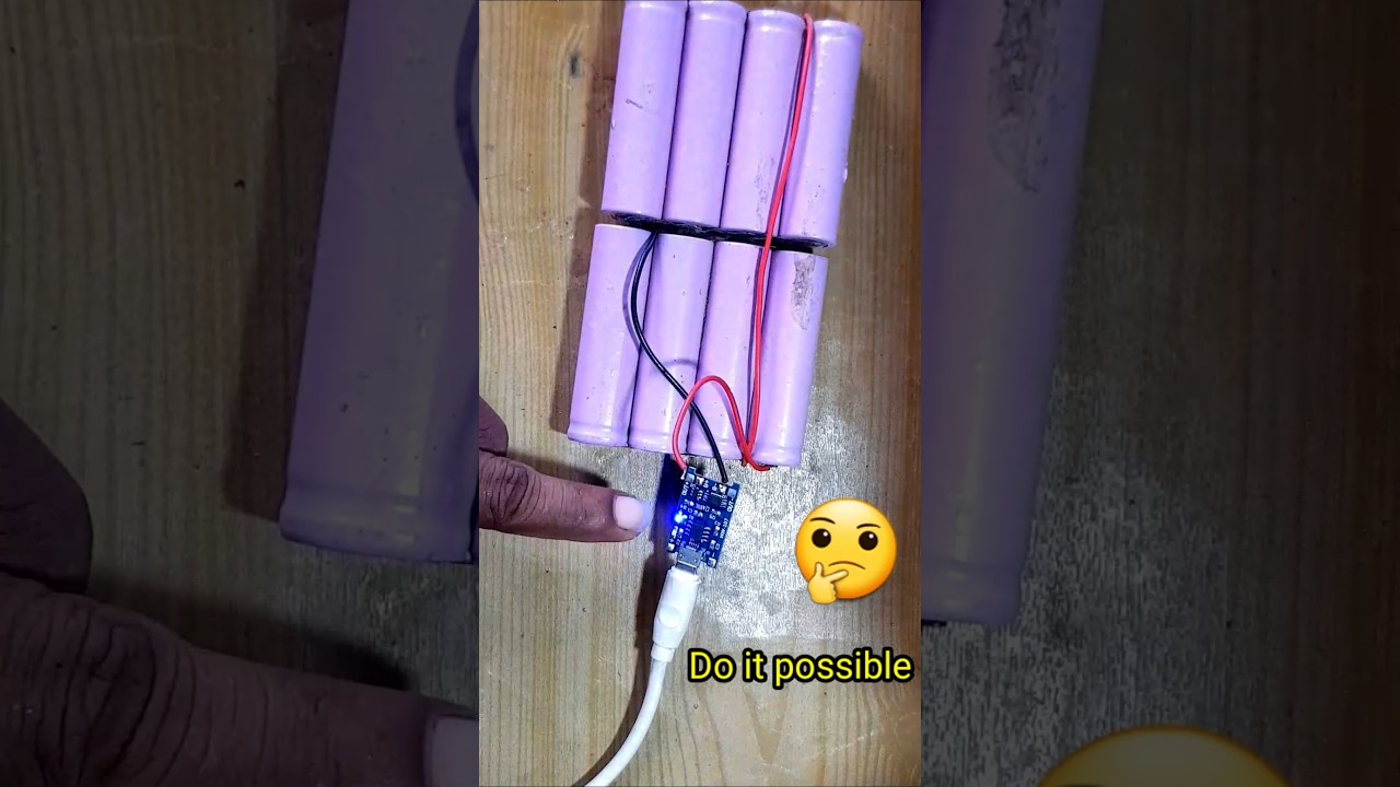 Tp4056 charging module with lithium ion battery // How to charge 18650 li ion battery #shorts