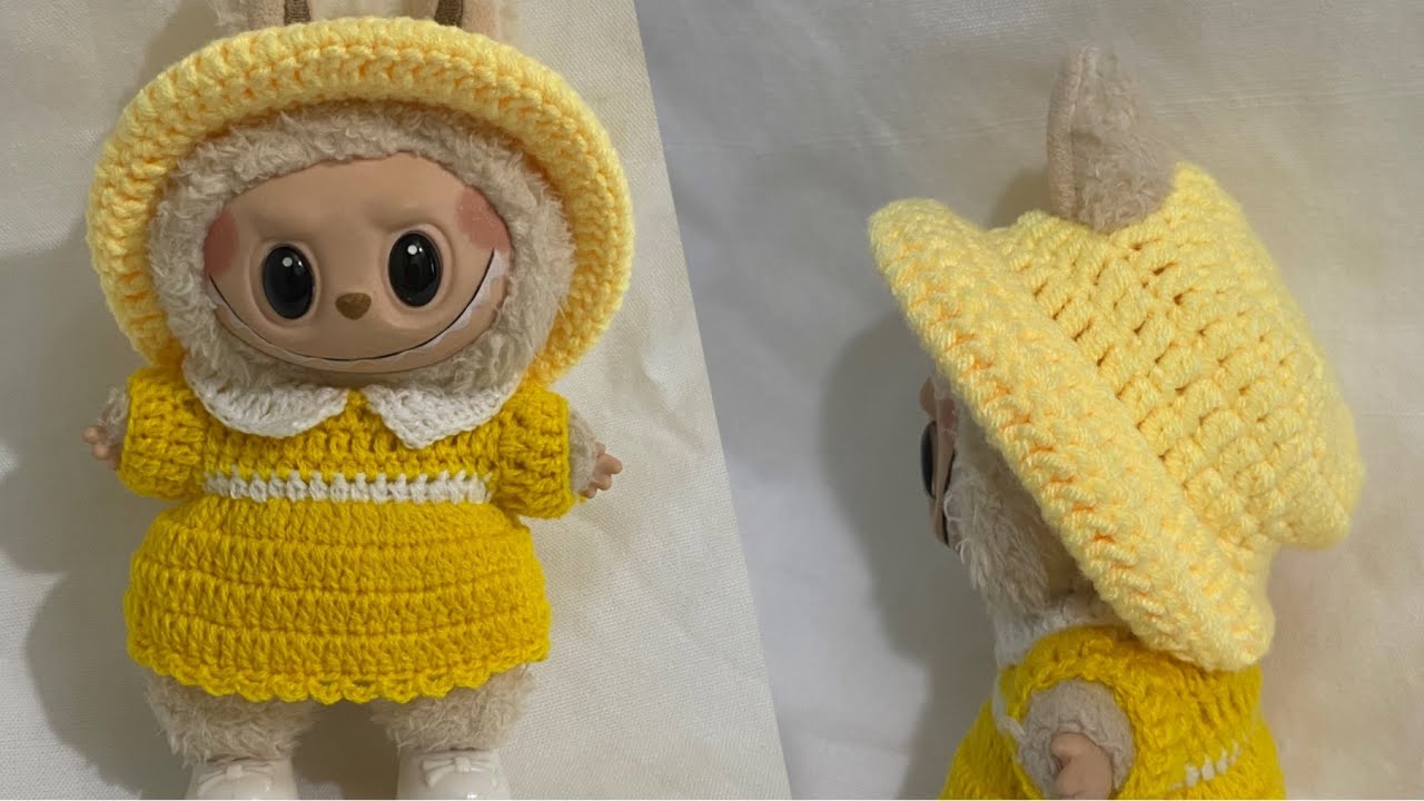 The best way crochet cutest hat for LaBuBu v1 &v2/ Free pattern/ Step by step/ English subtitle