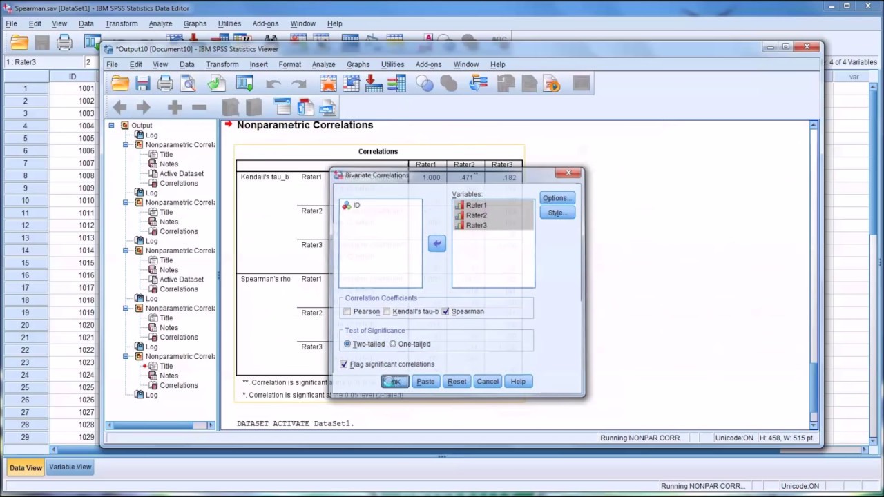 Spearman's Rank-Order Correlation in SPSS