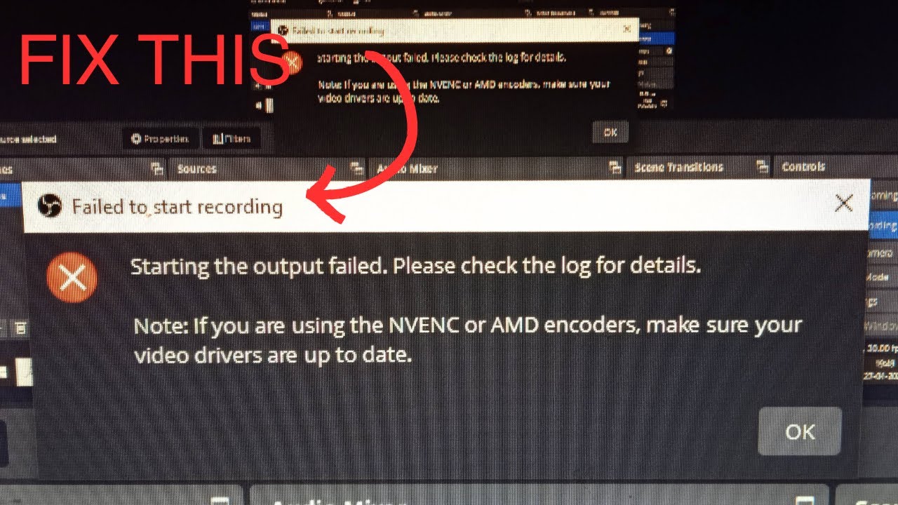 How to fix 'Failed to start recording' error in OBS