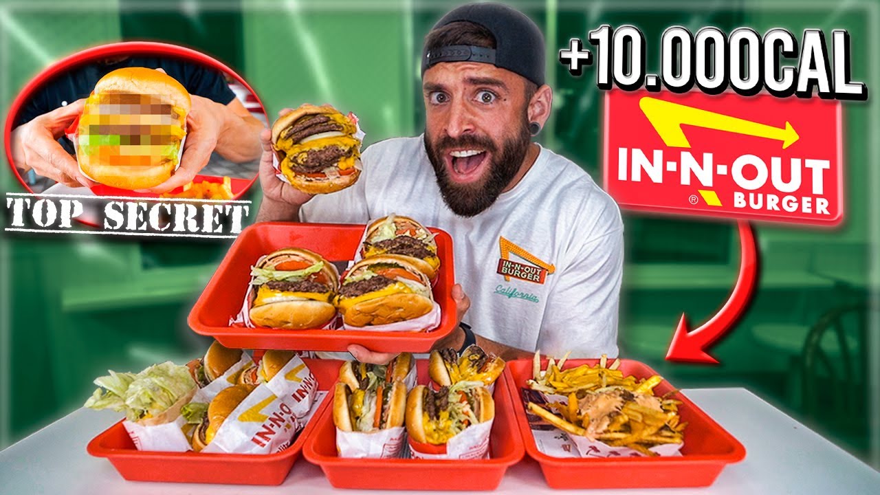 COMIENDO TODO el MENU de IN-N-OUT SECRETO *la HAMBURGUESA MÁS FAMOSA de EEUU* (+10.000 CALORIAS) 🇺🇸