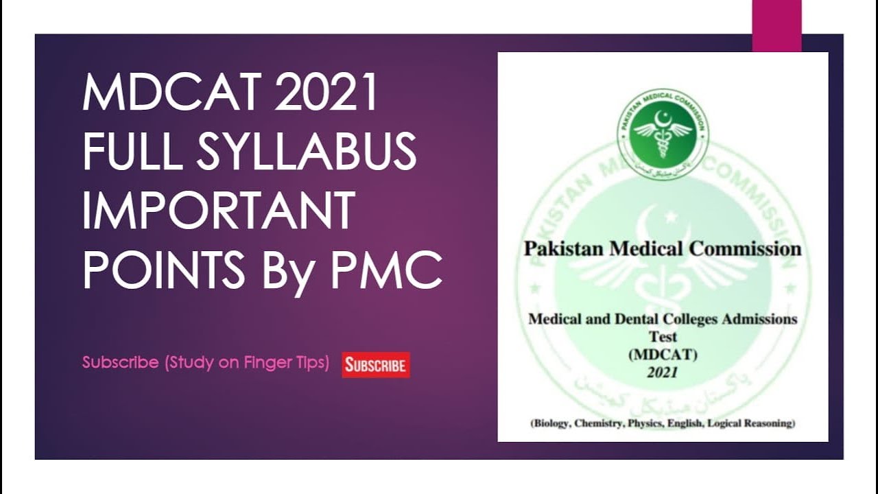 MDCAT 2021 Syllabus IMORTANT Points by PMC | Study on Finger Tips