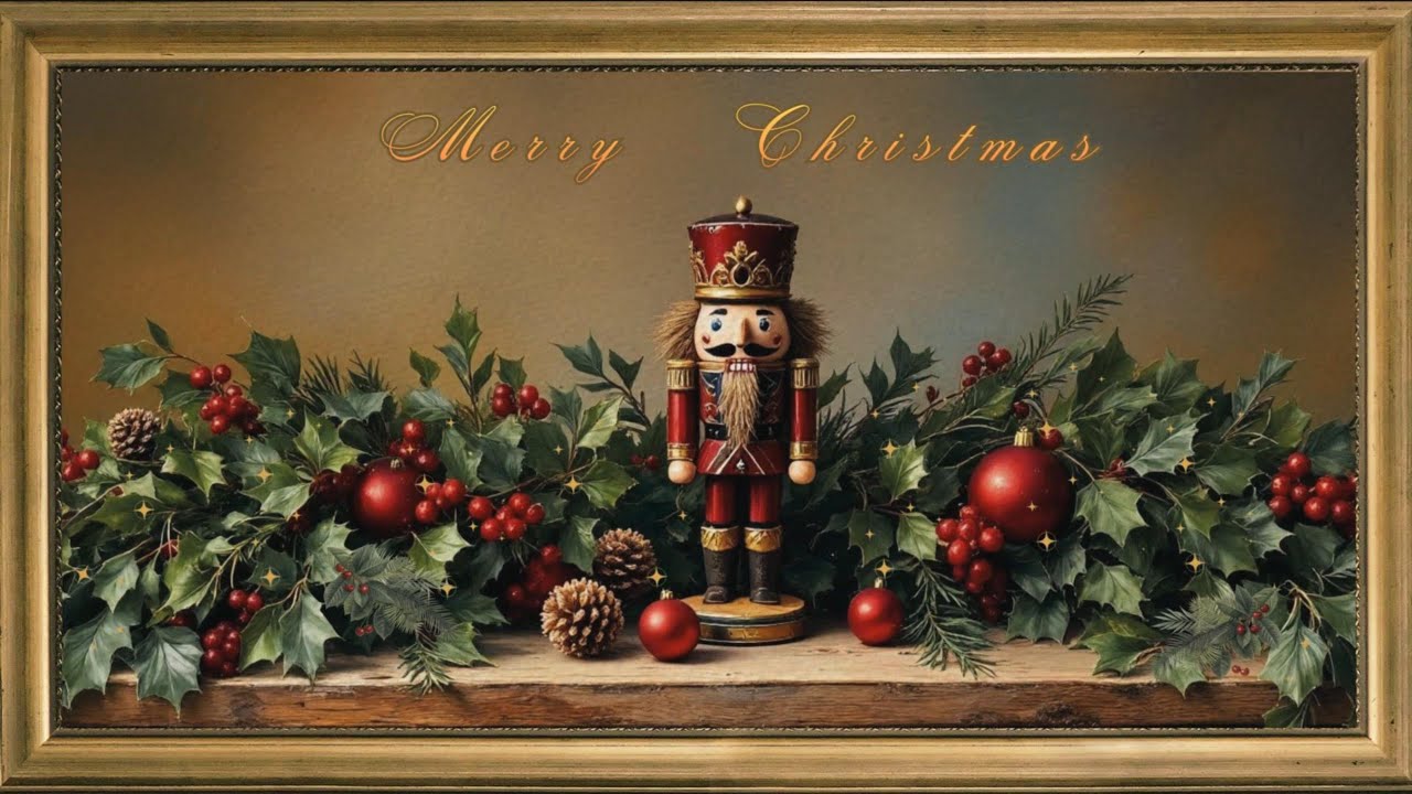 Vintage Nutcracker | Cozy Holiday Ambience with Sparkling Lights✨ | Merry Christmas Frame TV Art