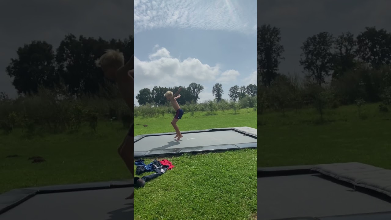 Standing dub back landed on trampoline!🔥😆