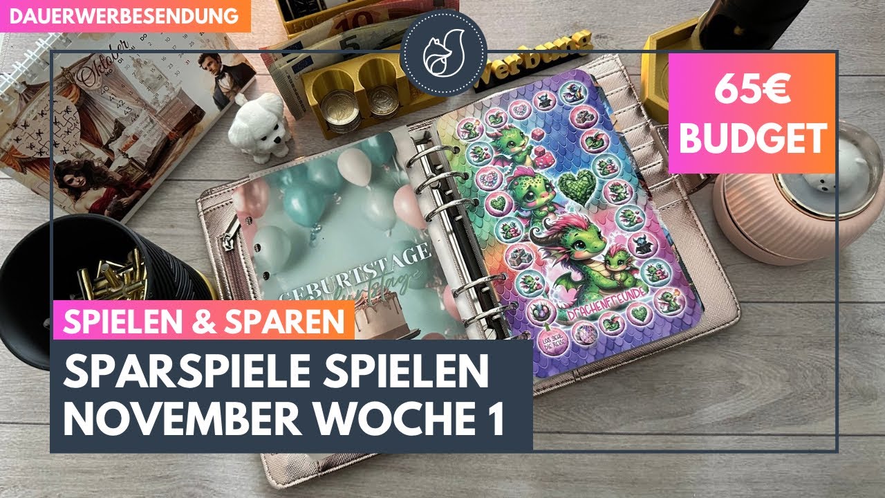 VERLOSUNG 3 Jahre #sparfuchslady 🥳 Sparspiele 65€ Budget November 🍂 Woche 1 #budgeting #gewinnspiel 