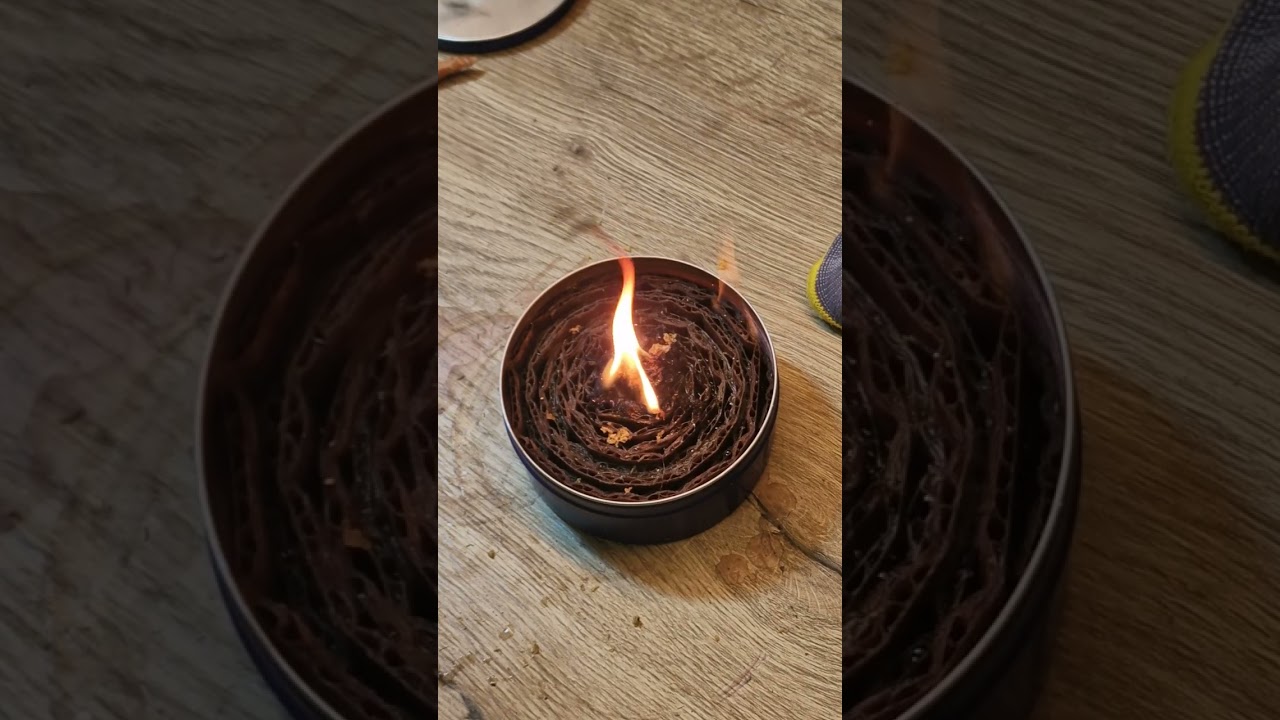 DIY Notfeuer mit Feuerstahl anzünden :: Kerze mit Pappe selber bauen und anzünden