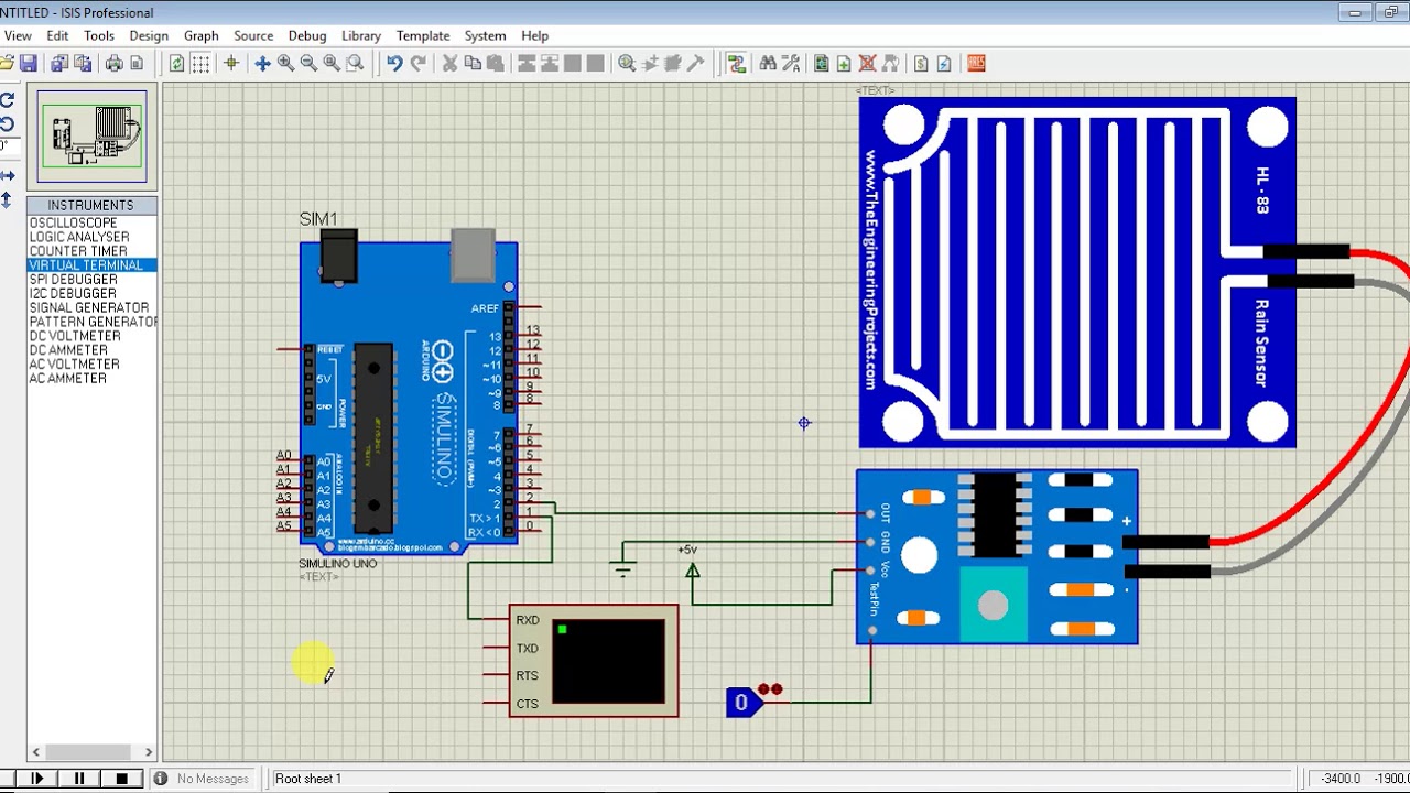 Arduino + Rain sensor simulation in Proteus