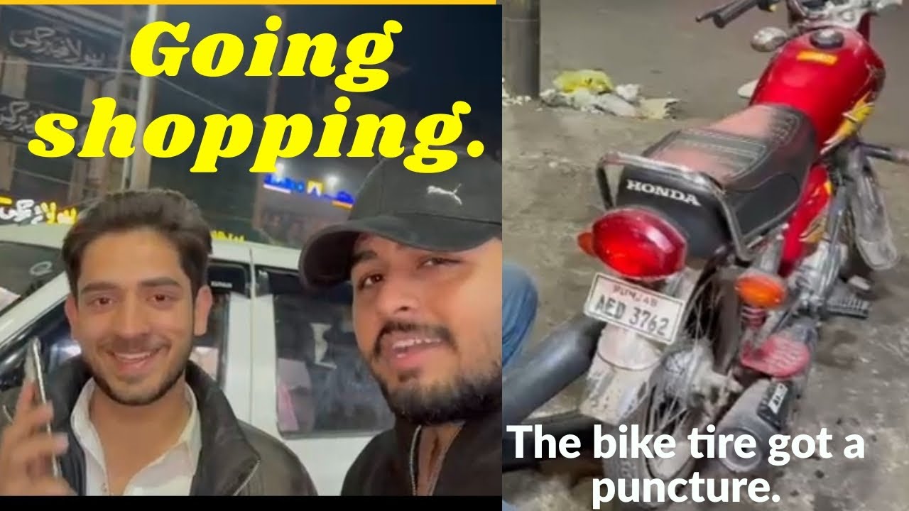 Going to shopping|the bike tire got a puncture 😭