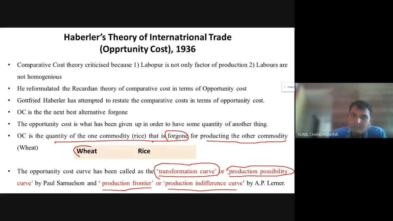 Haberler's Theory of International Trade (Opportunity Cost) Part 1