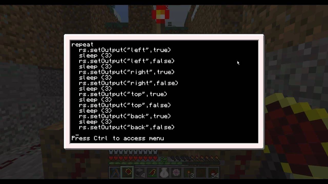 ComputerCraft Minecraft Mod (Tekkit) - Looping Redstone Signals / Programming Tutorial (PC)