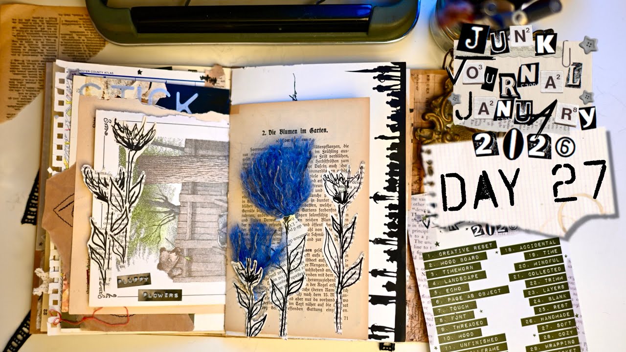 Soft Mixedmedia Flowers for Day 27 • Junk Journal January 2026 • #junkjournaljanuary2026