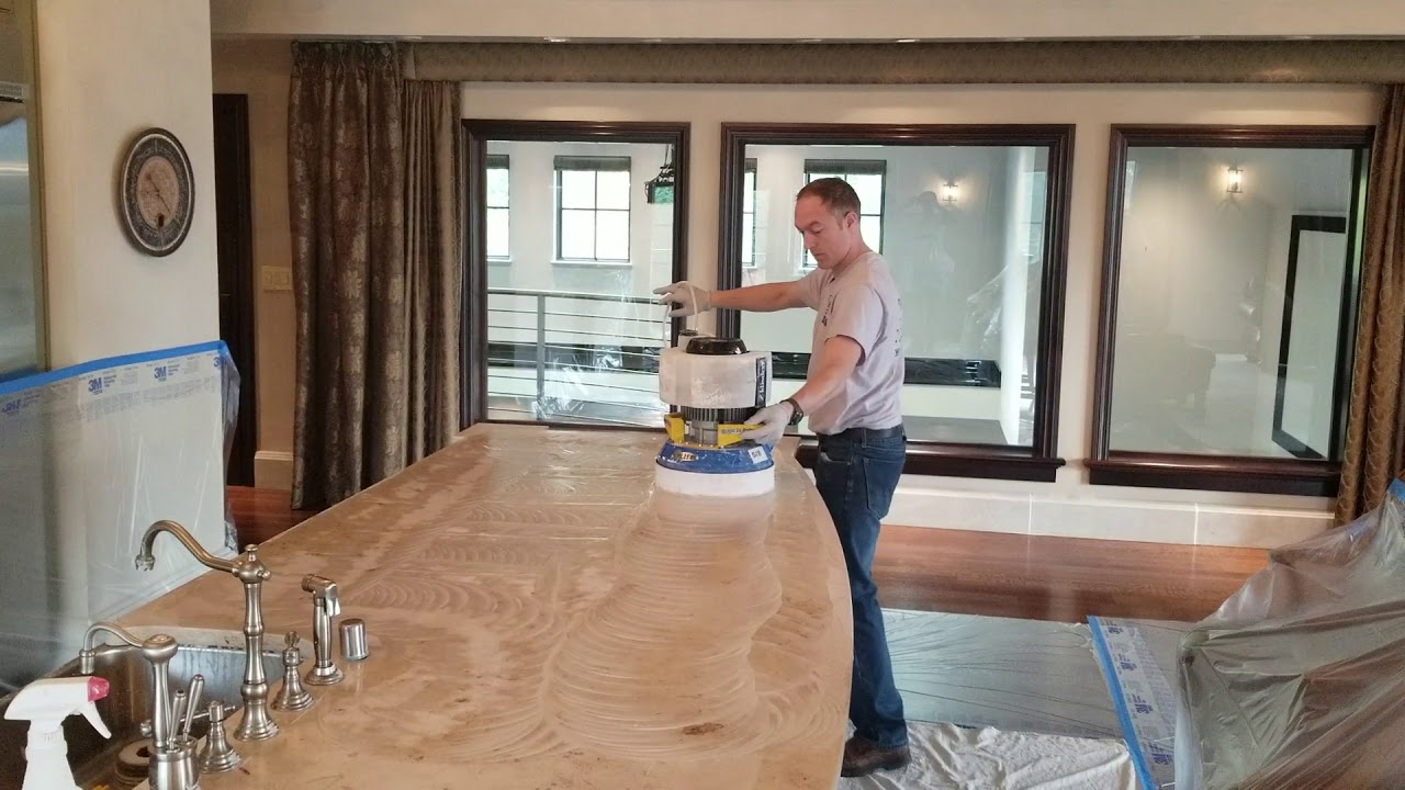 Klindex UFO Limestone Refinishing in Gig Harbor Helipad Mansion