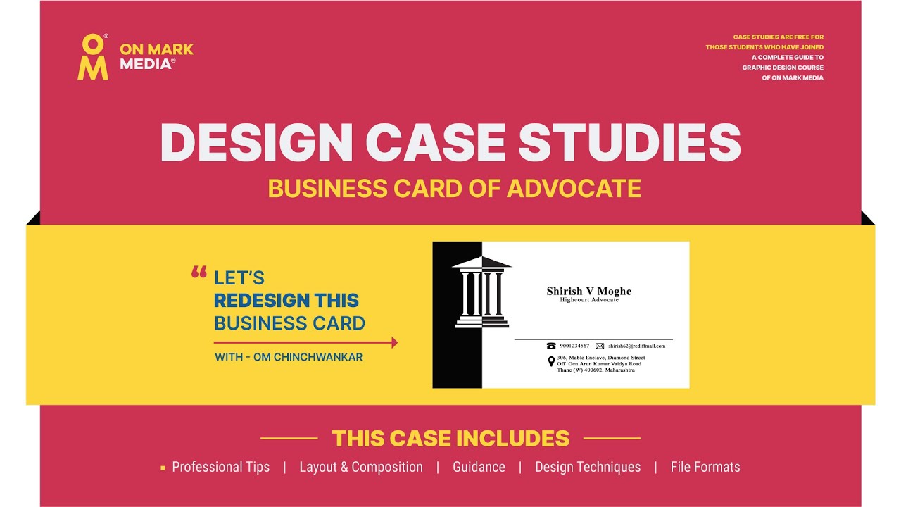 Graphic Design Case Studies, Business Card Redesign, Graphic Design Hindi Me, Om Chinchwankar
