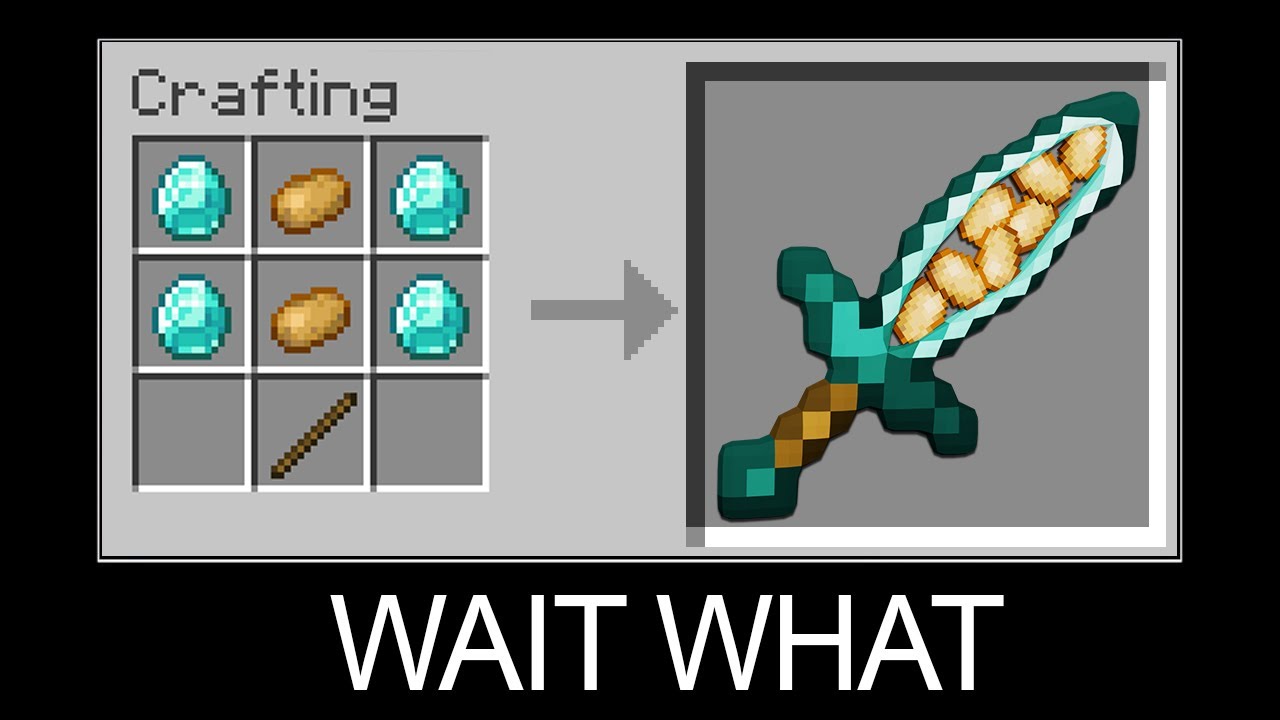 Minecraft wait what meme part 17 (Crafting Big Diamond Potato Sword)