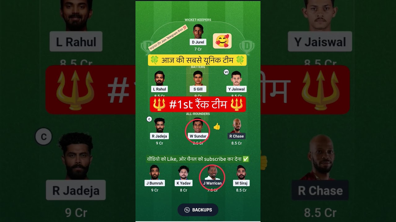 IND VS WI 2nd Test match prediction | IND VS WI dream11 prediction | IND vs wi dream11 prediction