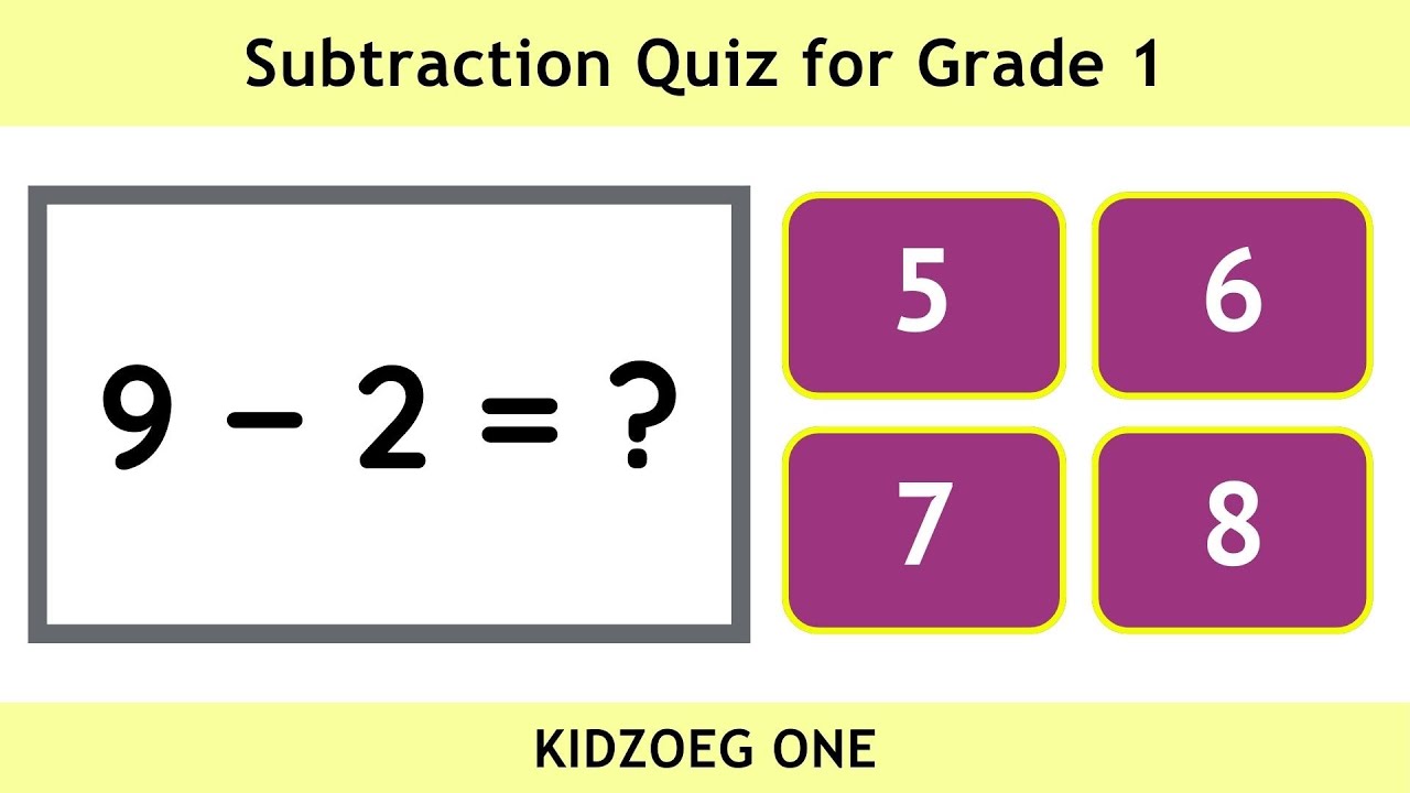 Subtraction Quiz for Grade 1 | 25 Math Questions to Learn Basic Subtraction Skills | Online Test
