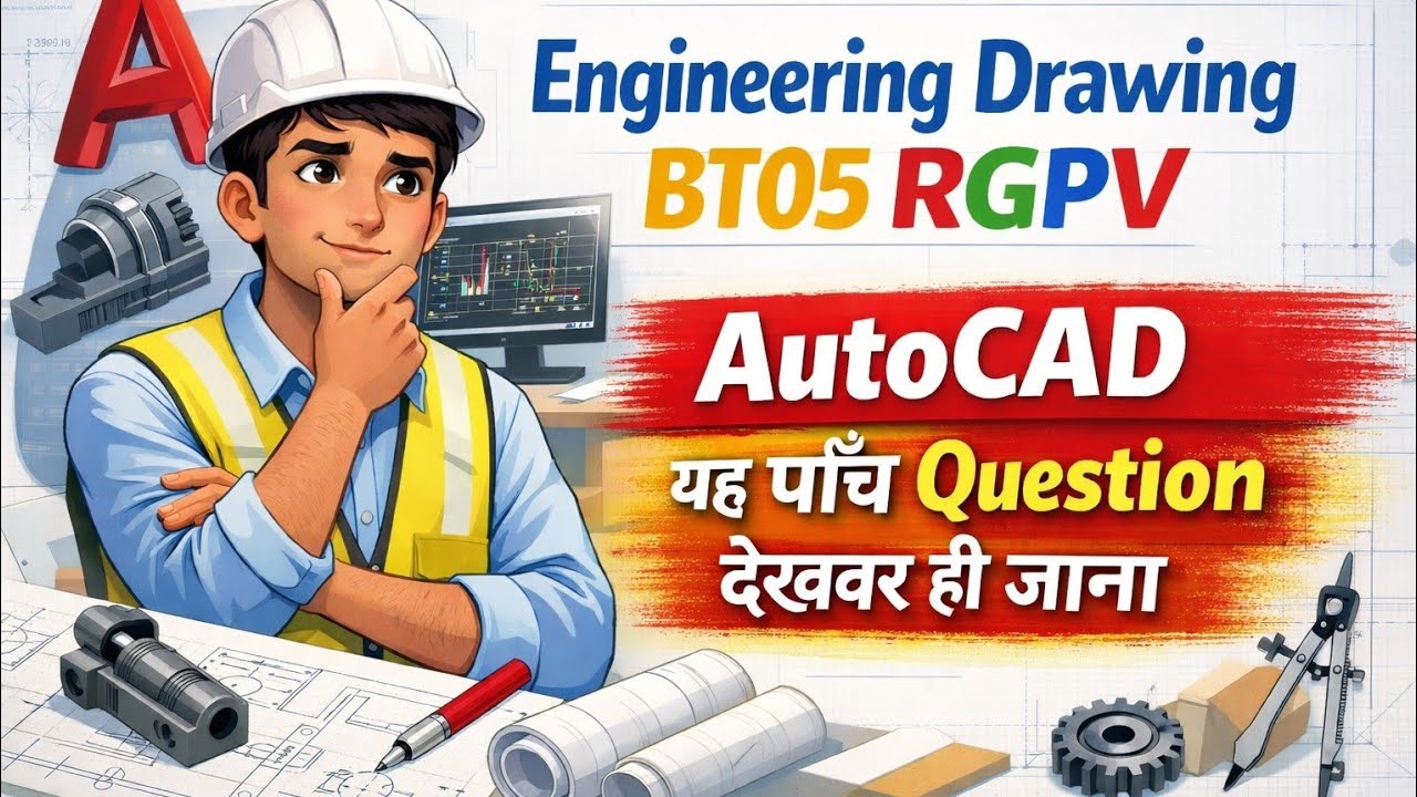 Auto CAD Top 5 most Important Questions | Engineering Drawing | BT-105 | RGPV 
