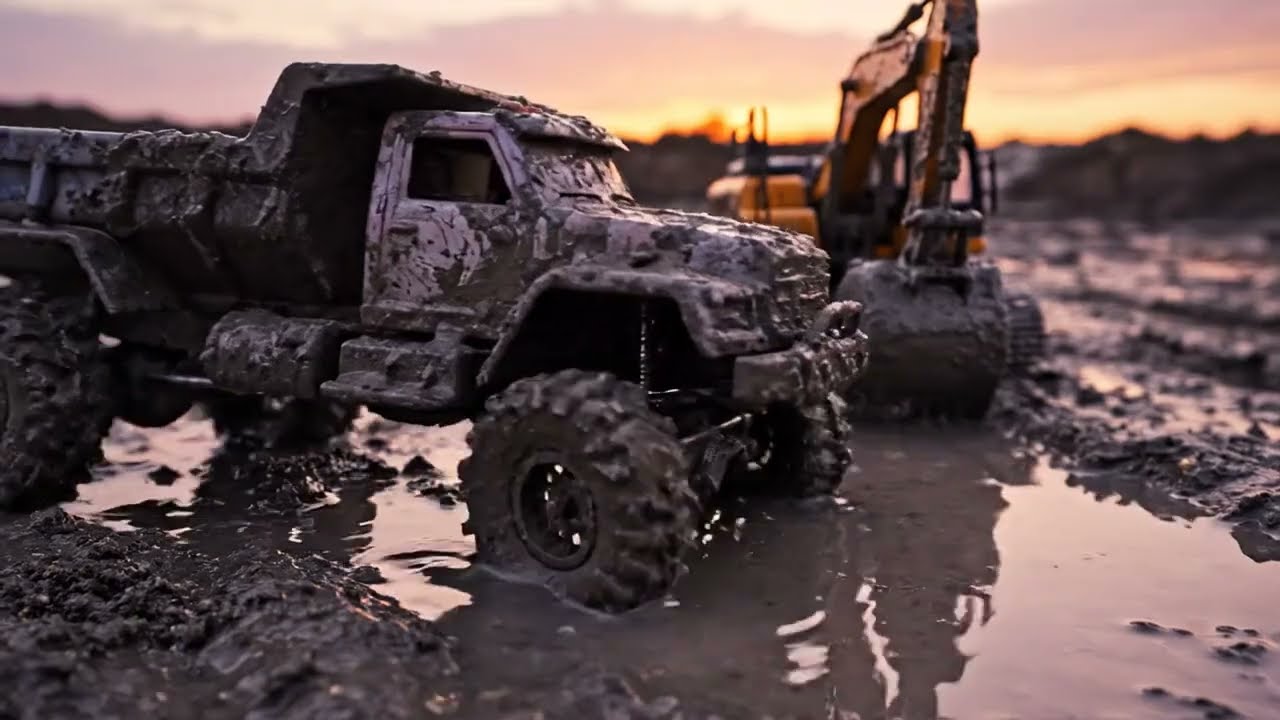 Amazing RC Construction Vehicles Adventure! 🚜 Muddy Trucks & Excavators Off-Road