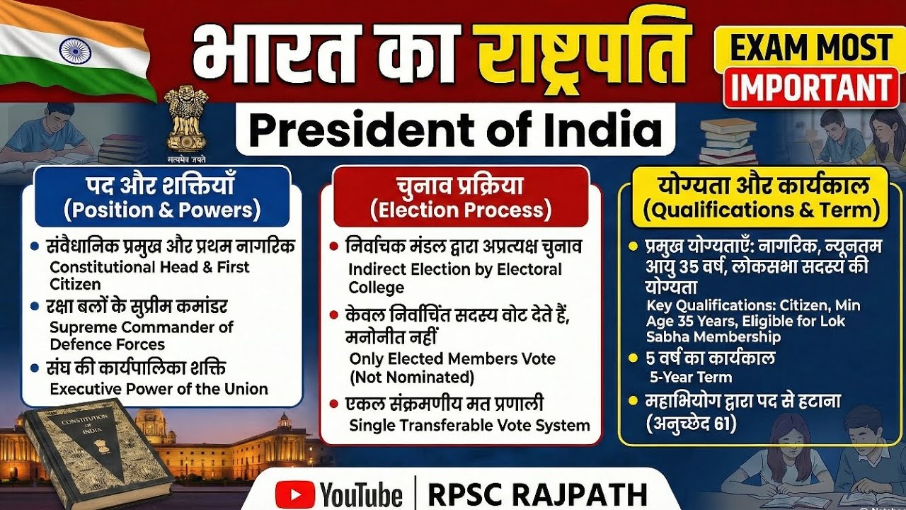Indian polity: President of India | Article 52 to 62 Tricks|भाग 1 ll RPSC,UPSC,SSC,POLICE, 2nd grade