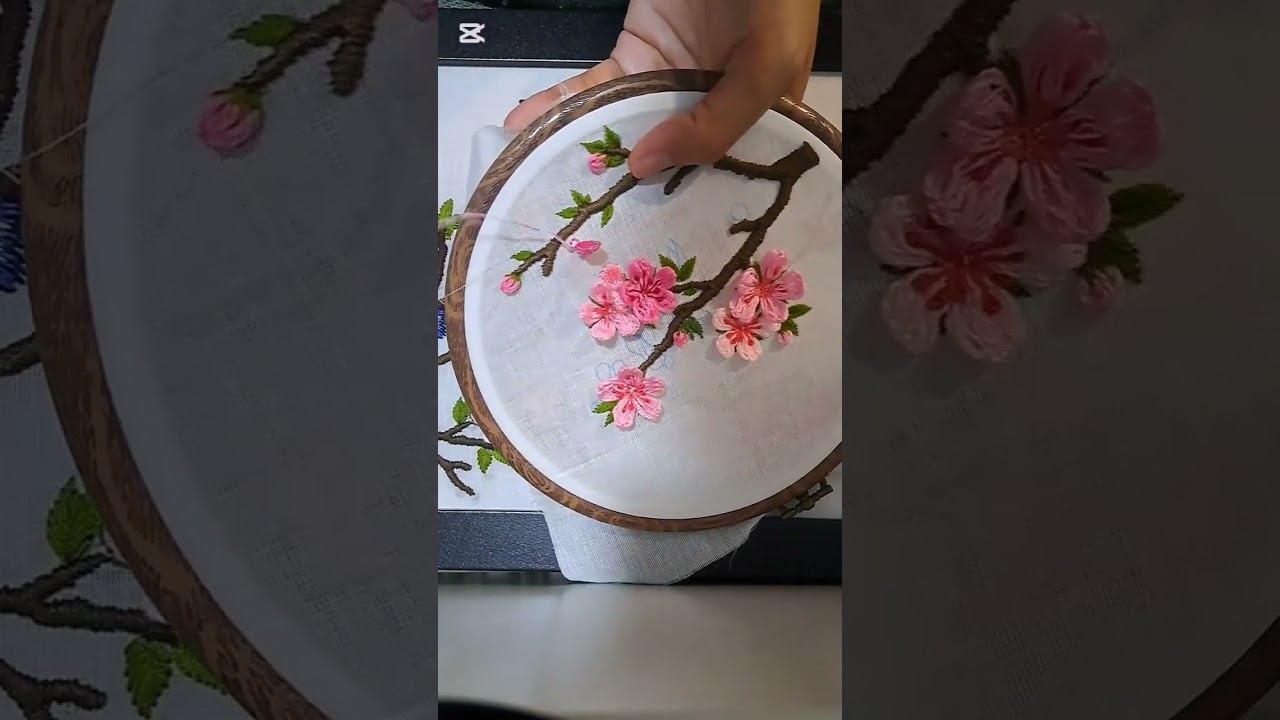 Sakura Flower Embroidery Tutorial 🪡 Part 1(ချယ်ရီပန်းထိုးနည်း အပိုင်း ၁)