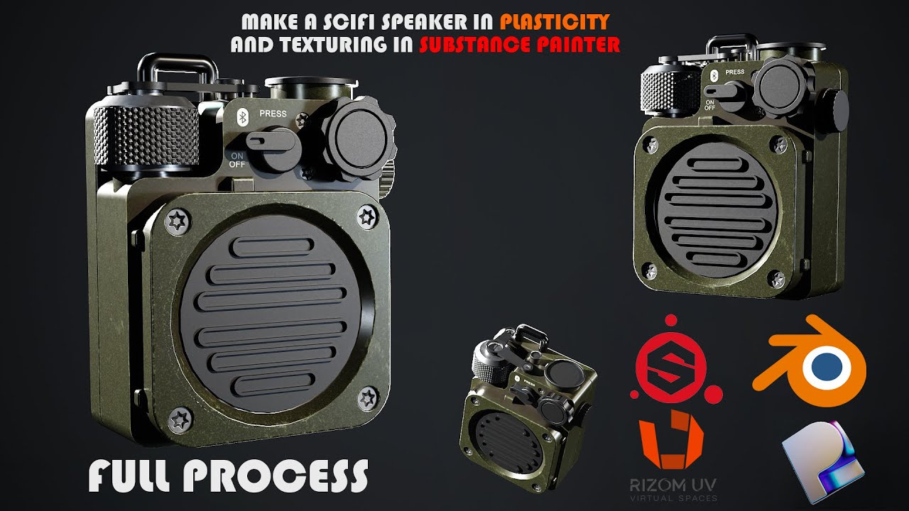 MAke a Scifi Speaker In Plasticity And texturing In Substance Painter #plasticity #substancepainter