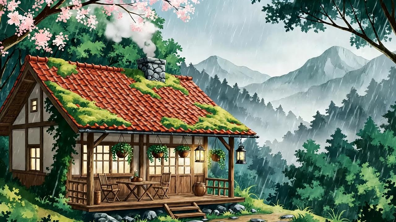 House on the hill during a storm⛈⛰ | Ghibli-Style Video