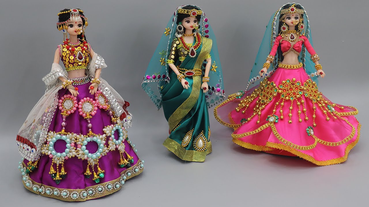 3 South indian bridal dress and Jewellery | 3 Doll decortion ideas |11