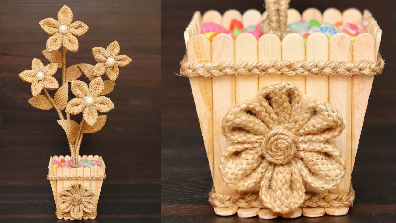 Crafts with Jute Rope | Jute rope Home decor flower vase | Amazing Art and Crafts with Jute Twine