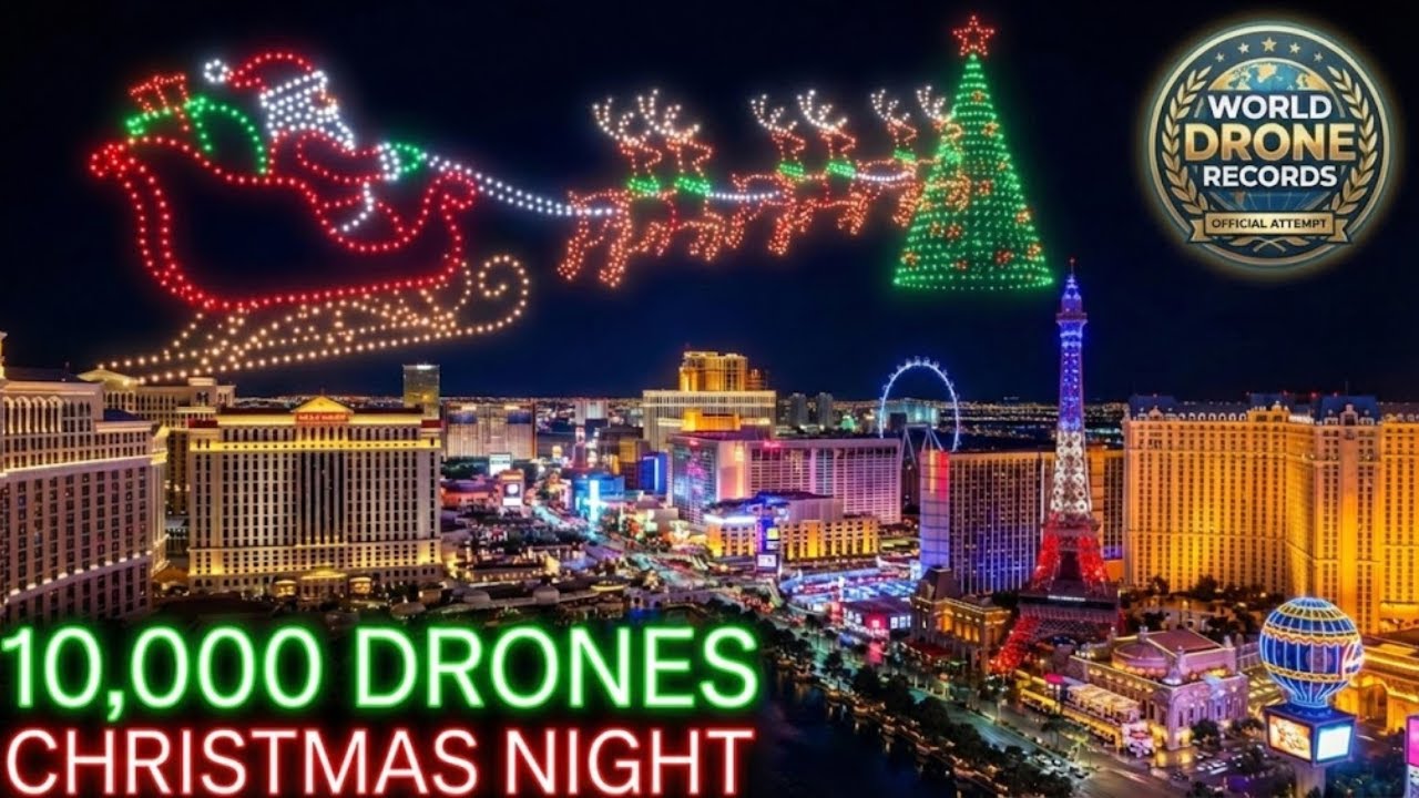 10,000 Drones Over Las Vegas: The Ultimate Christmas Night Light Show 🎄