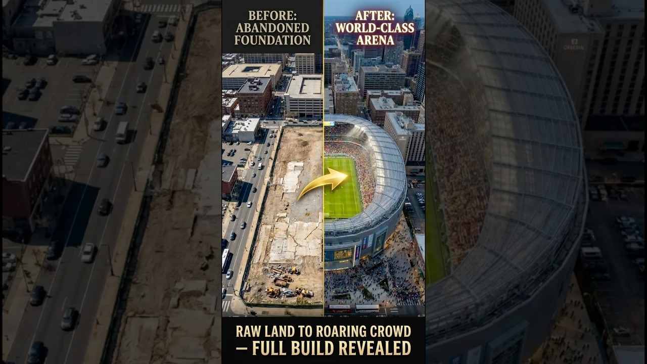 Empty City Block to FIFA World Cup Stadium ⚽ - Full Construction Timelapse (AI)