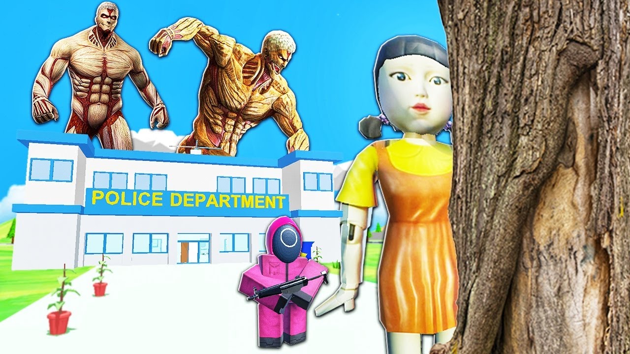NẾU SLENDERMAN CÙNG 100 TITAN CHƠI SQUID GAME TRONG DUDE THEFT WARS | Thử Thách SlenderMan