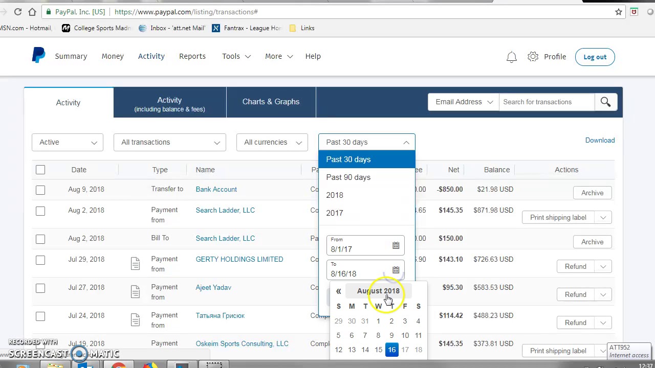 PayPal Transactions
