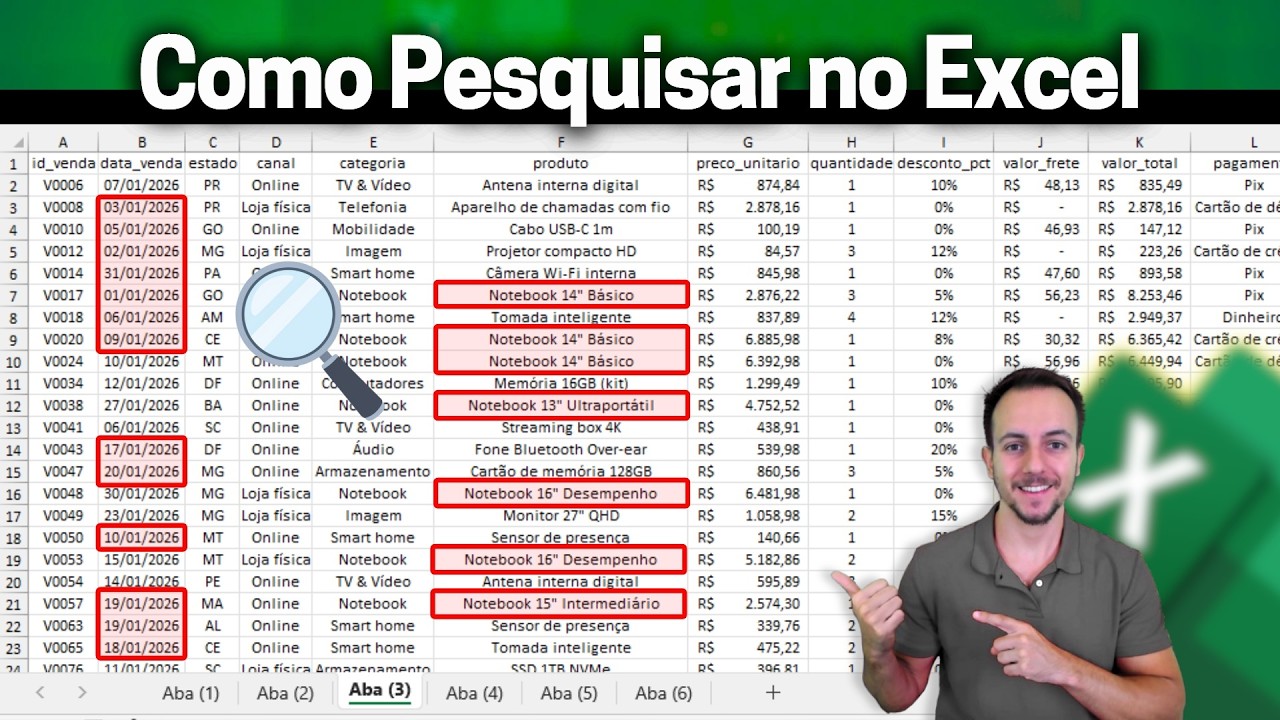 Como Pesquisar no Excel em várias abas ao mesmo tempo | Filtro e Localizar