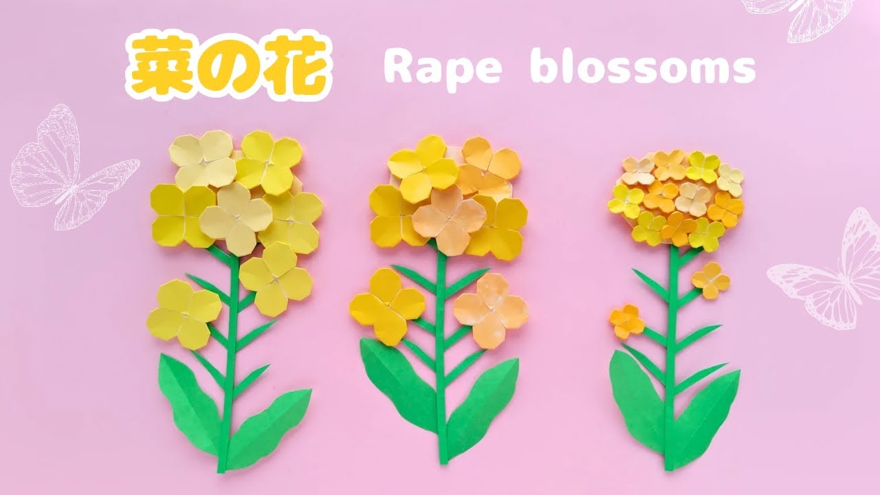 折り紙【菜の花】How to make Origami Rape blossoms(canola flower).