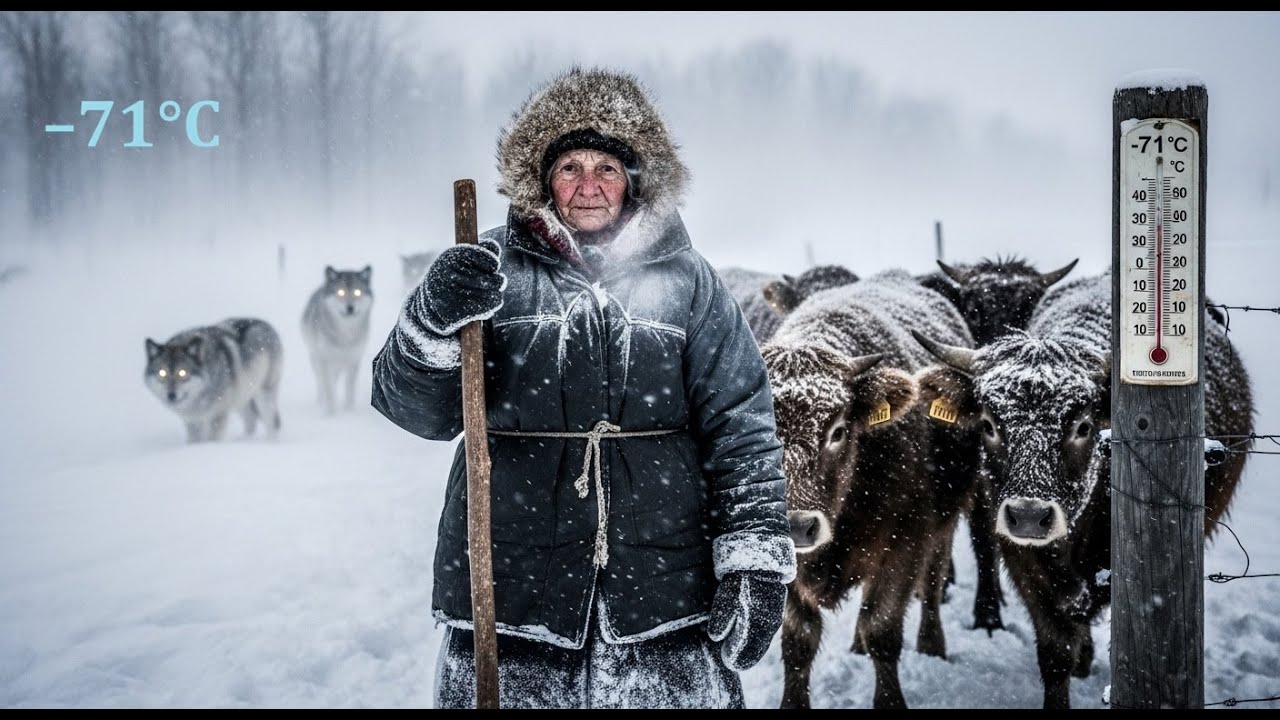 “91-Year-Old Widow Bravely Protects Her Cattle from Wolves | Blizzard Survival at –71°C ❄️🐺”