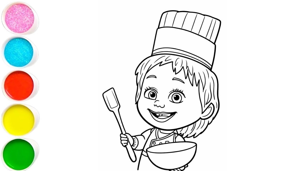 Cute Masha drawing painting and colouring for kids and toddlers 