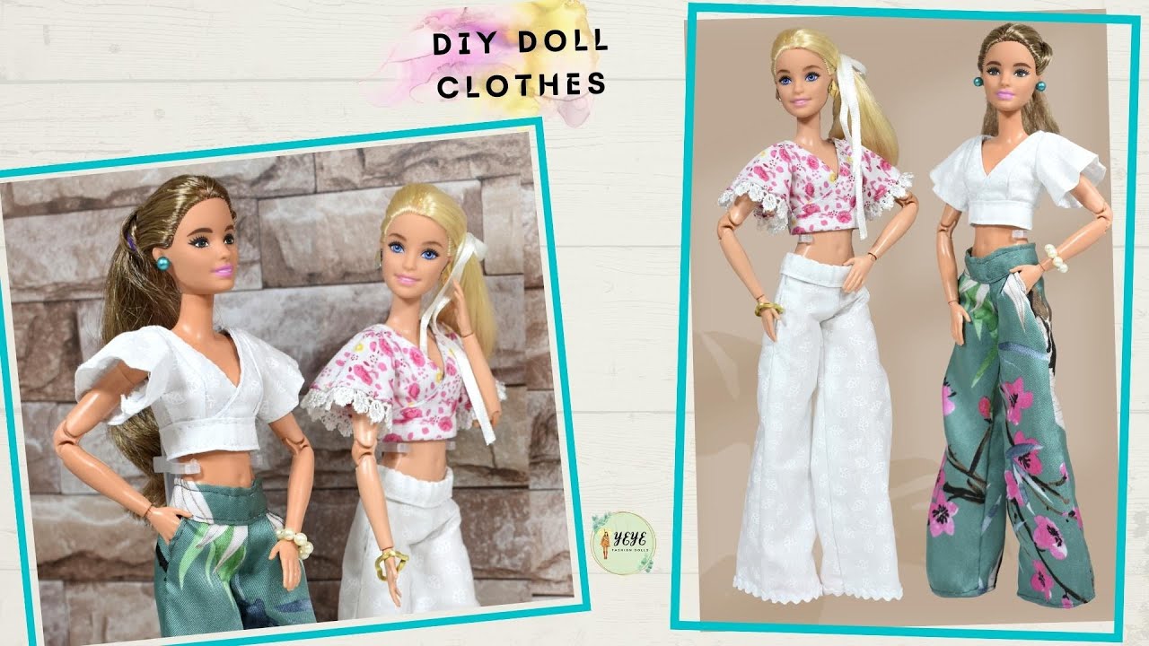 Pantalón pierna ancha y blusa cruzada para Barbie💝ROPA PARA MUÑECA🥰DIY#24 #barbie #barbieclothes